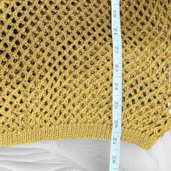 New Mustard Open Knit Sweater with Collar Size: M - Picture 5 of 8
